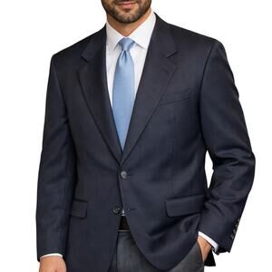 Oscar de la Renta Men’s 42L Navy Blue 2 Button Classic Sport Coat Blazer